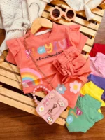 کراپ شلوارک رنگین کمان
