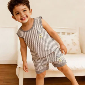 رکابی و شورت پسرانه رینگی طوسی