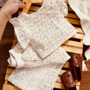 کراپ شلوار گیپور گره‌ای