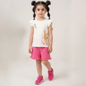 تاپ شلوارک زرافه و گلها
