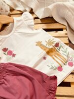 تاپ شلوارک زرافه و گلها