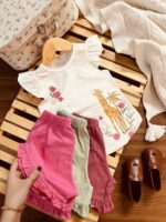 تاپ شلوارک زرافه و گلها