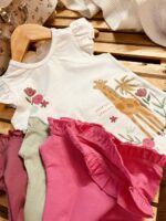 تاپ شلوارک زرافه و گلها