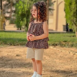 تاپ شلوارک دخترانه پلنگی