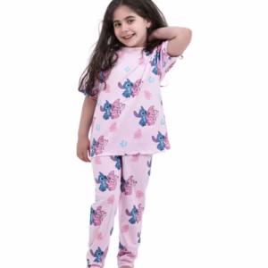 تیشرت و شلوار بچگانه استیچ صورتی