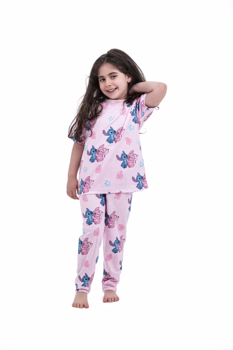 تیشرت و شلوار بچگانه استیچ صورتی
