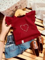 کراپ تاپ عروسکی بچگانه مروارید زرشکی