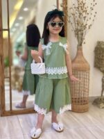 تاپ و شلوارک دخترانه پاپیونی دانتل